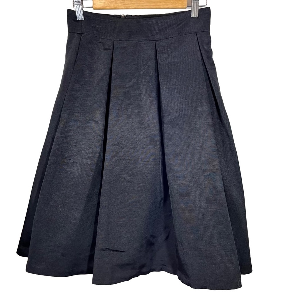Eliza J Taffeta Black Midi Full Flare A Line Skirt Size 4